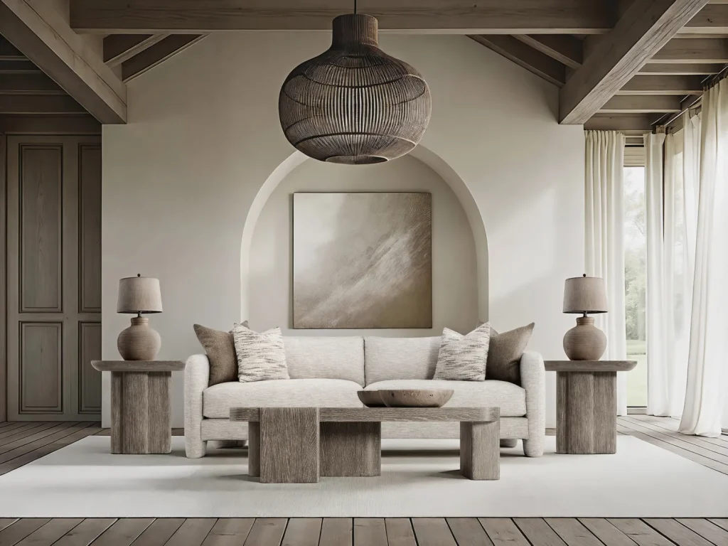Sheer window treatment creates light-filled sanctuary in interior design.